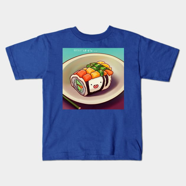 Kawaii Anime Sushi Kids T-Shirt by Grassroots Green